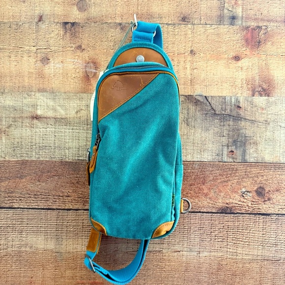 NWT Unisex TSD Brand Canna Canvas Sling Bag - Teal - Picture 6 of 9